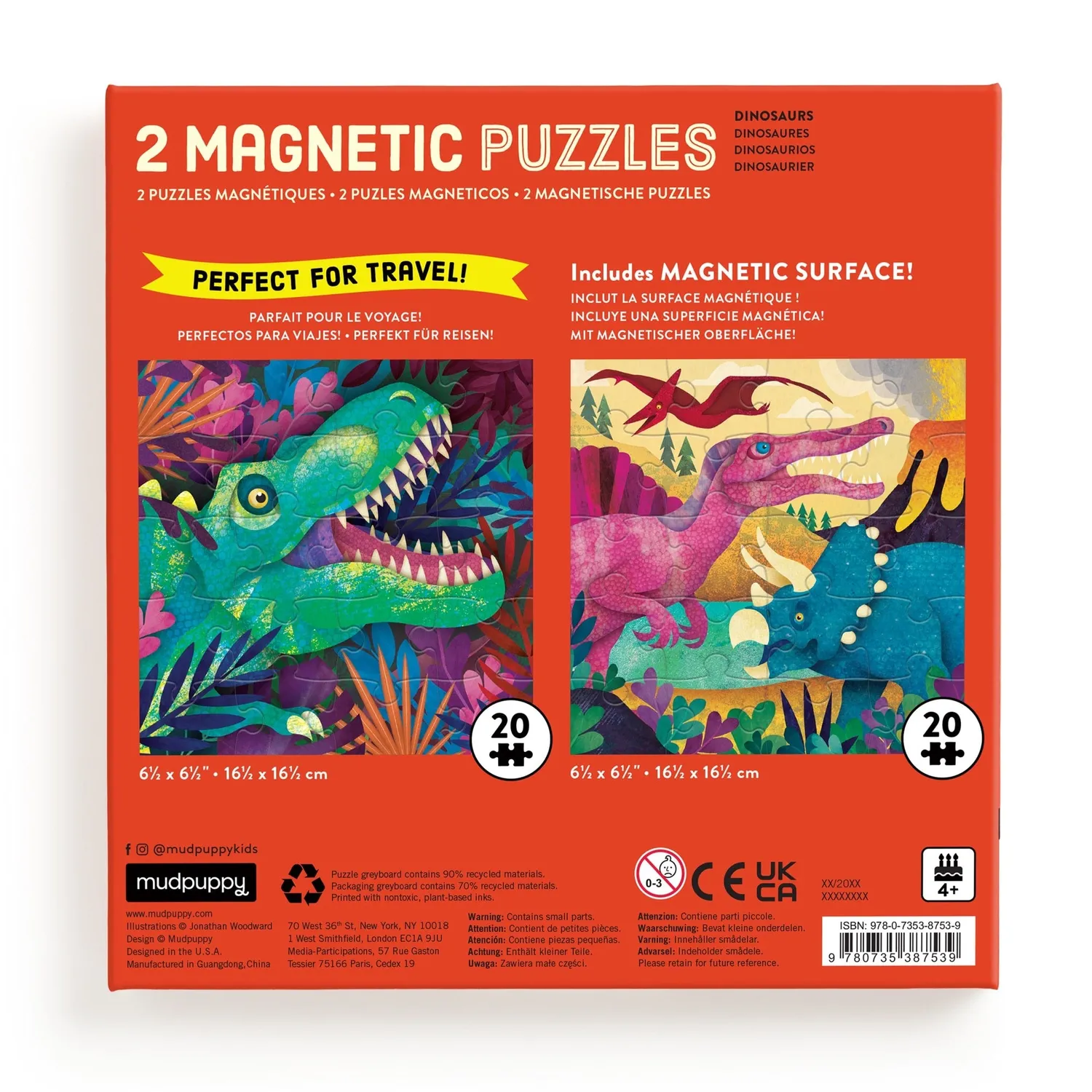 Mudpuppy Dinosaur Roar puzzle magnetic 20 piese