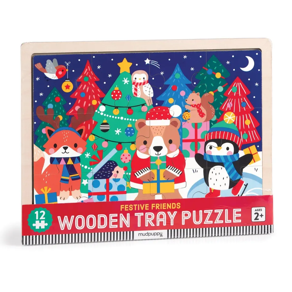 Mudpuppy Festive Friends puzzle lemn 12 piese 29x28 cm