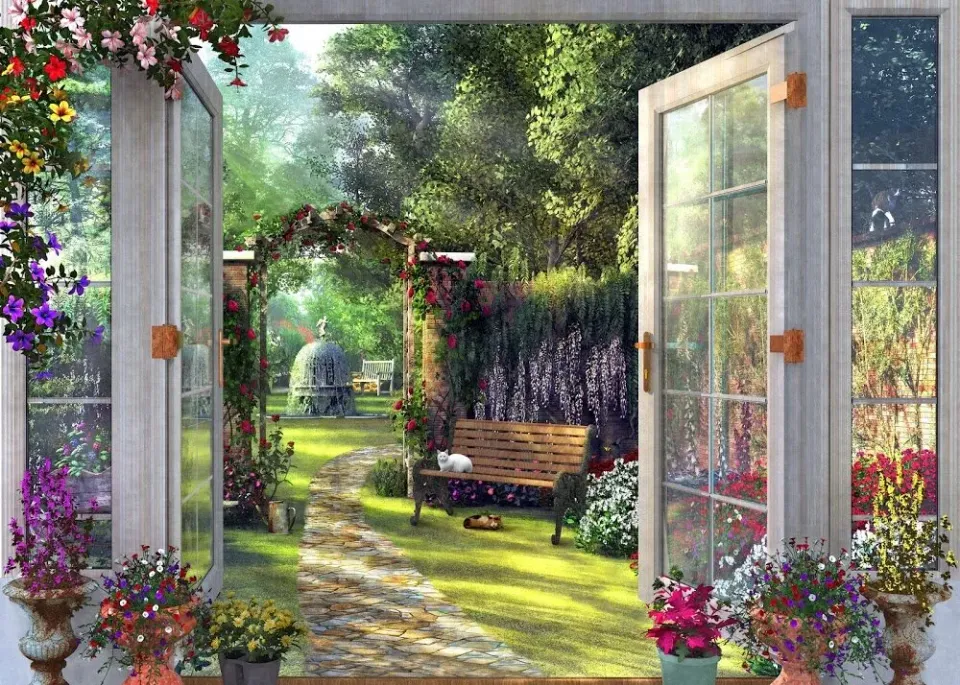 Mosaic Puzzles A View from the Garden puzzle lemn 500 piese gradina