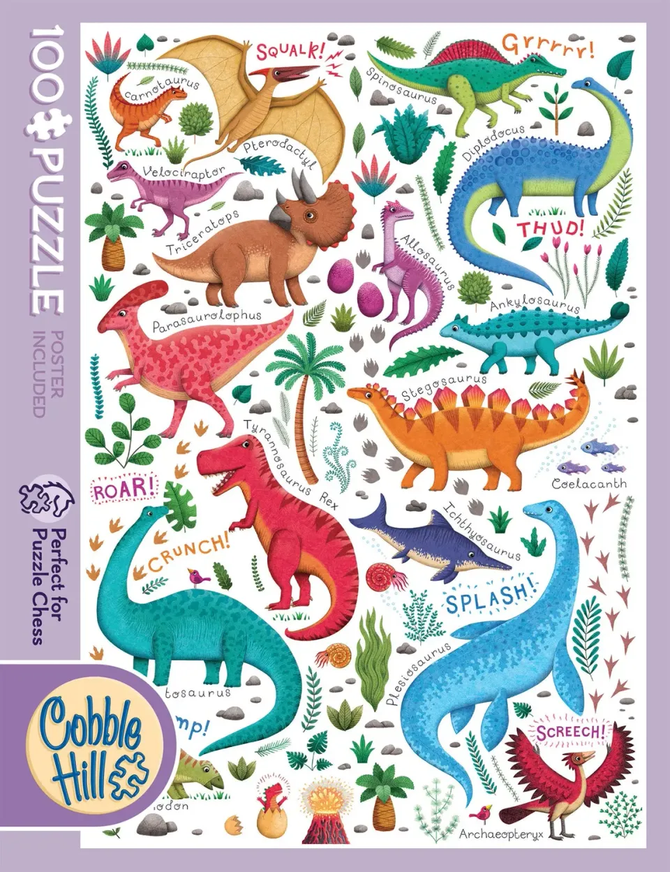 Cobble Hill Rawr! puzzle 100 piese dinozauri