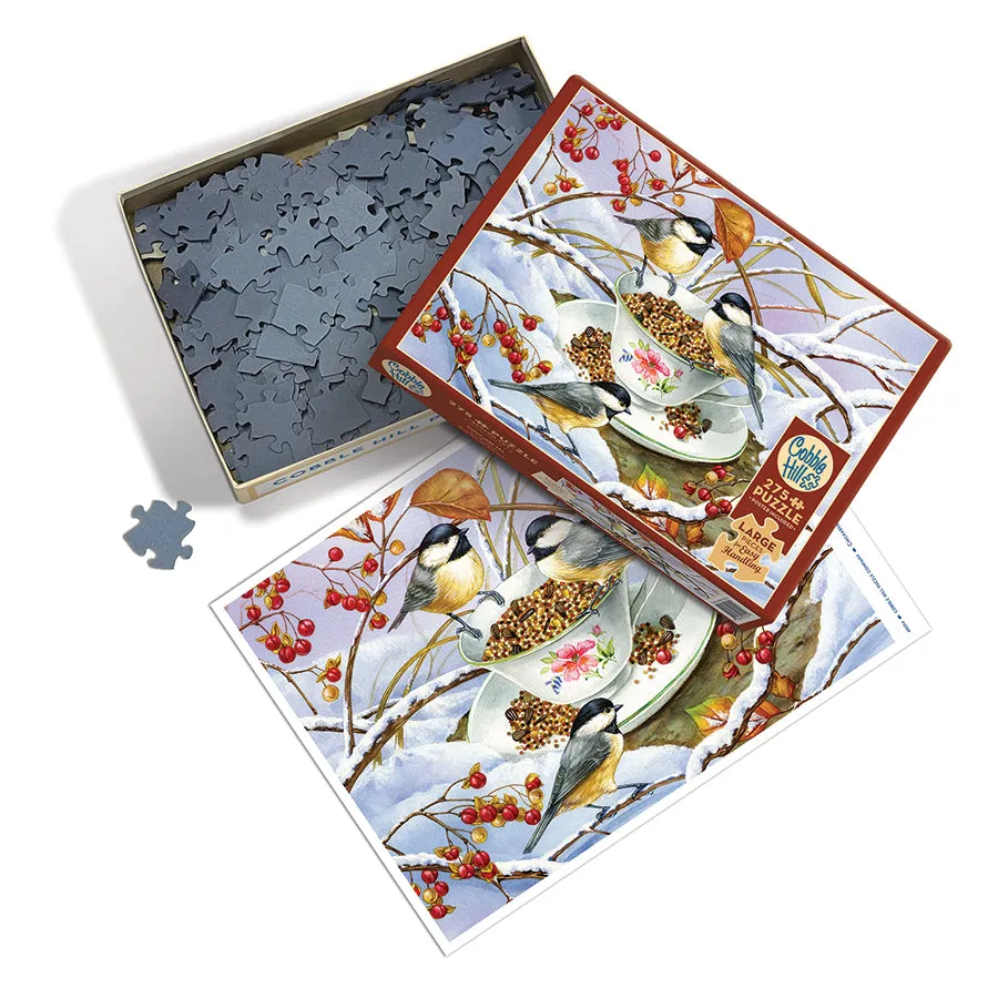Cobble Hill Chickadee Tea puzzle 275 piese mari ușor de manevrat