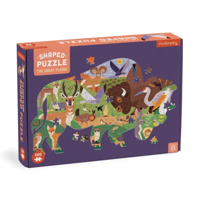 Mudpuppy Great Plains puzzle contur bizon 300 piese
