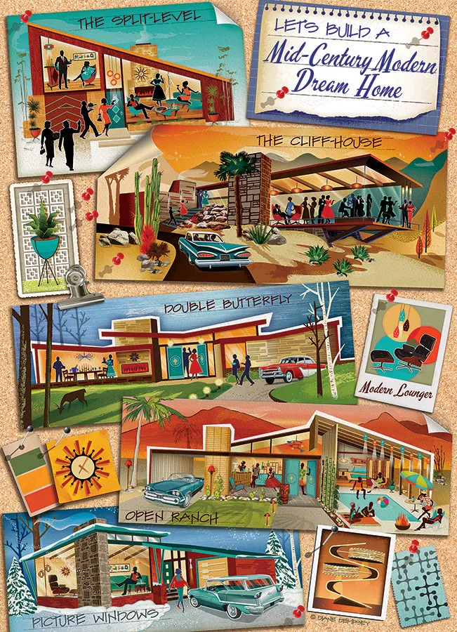 Cobble Hill Mid-Century Modern Dream Home puzzle 1000 piese vintage