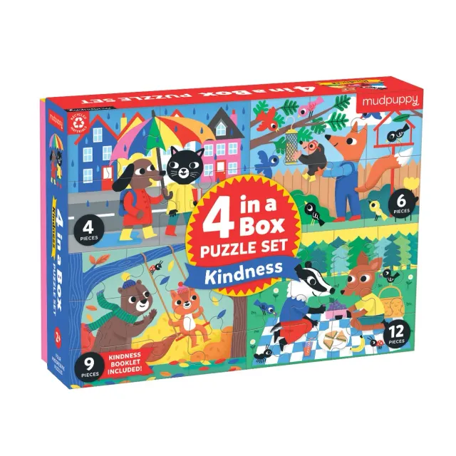 Mudpuppy Kindness puzzle progresiv 4 în 1, 12 piese