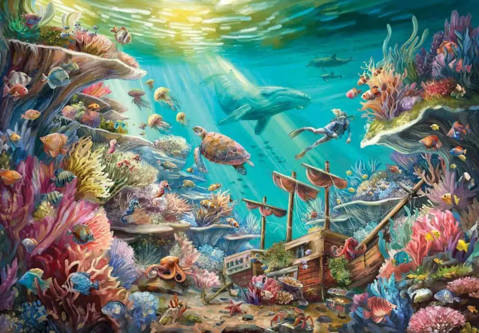 Mosaic Puzzles Life Among Corals puzzle lemn 500 piese recif