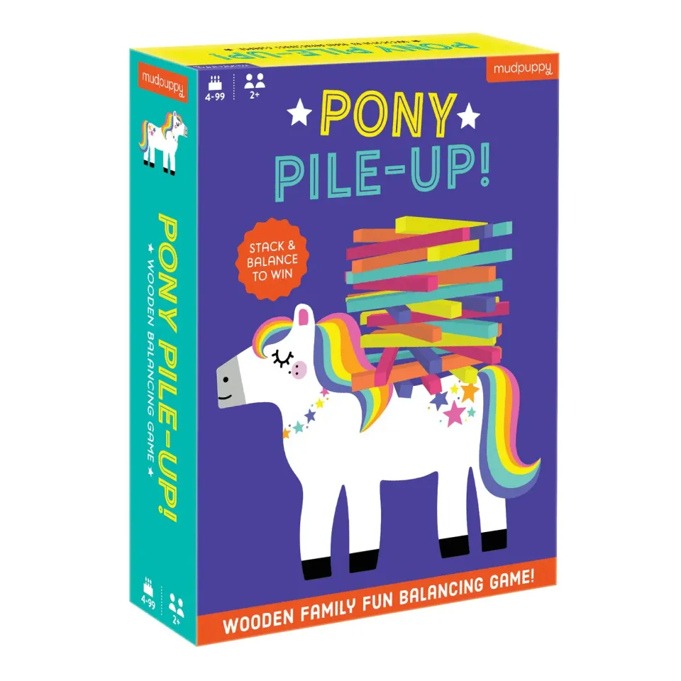 Mudpuppy Pony Pile-Up joc echilibru lemn