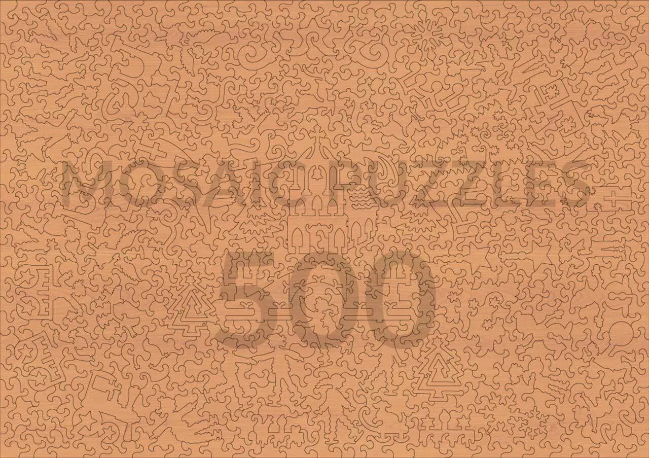 Mosaic Puzzles Sunset at Church puzzle lemn 500 piese craciun