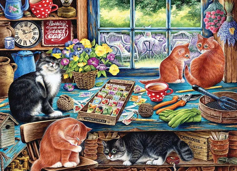 Cobble Hill Cats Retreat puzzle 1000 piese pisici