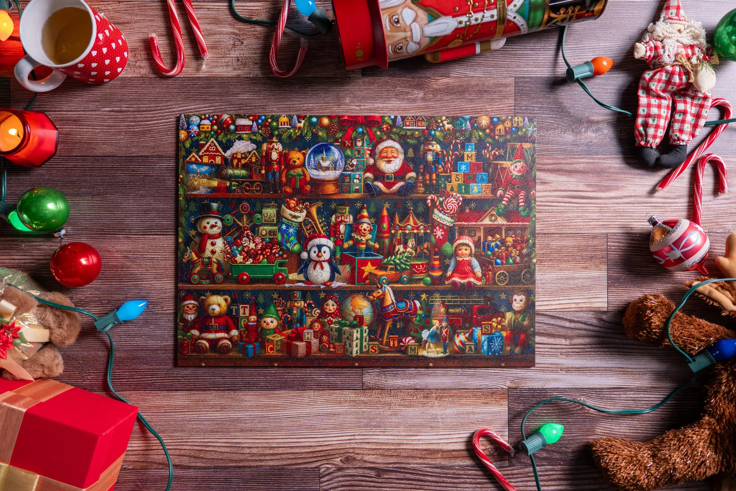 Mosaic Puzzles Shelf of Holiday Wonders puzzle 500 piese craciun