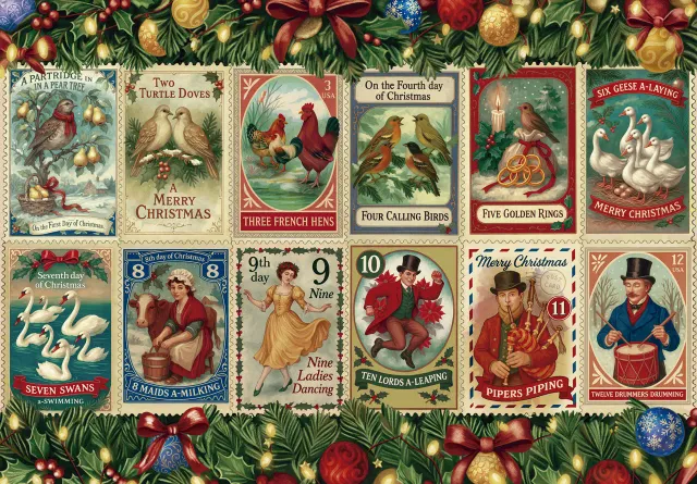 Mosaic Puzzles Twelve Days of Christmas puzzle lemn 500 piese