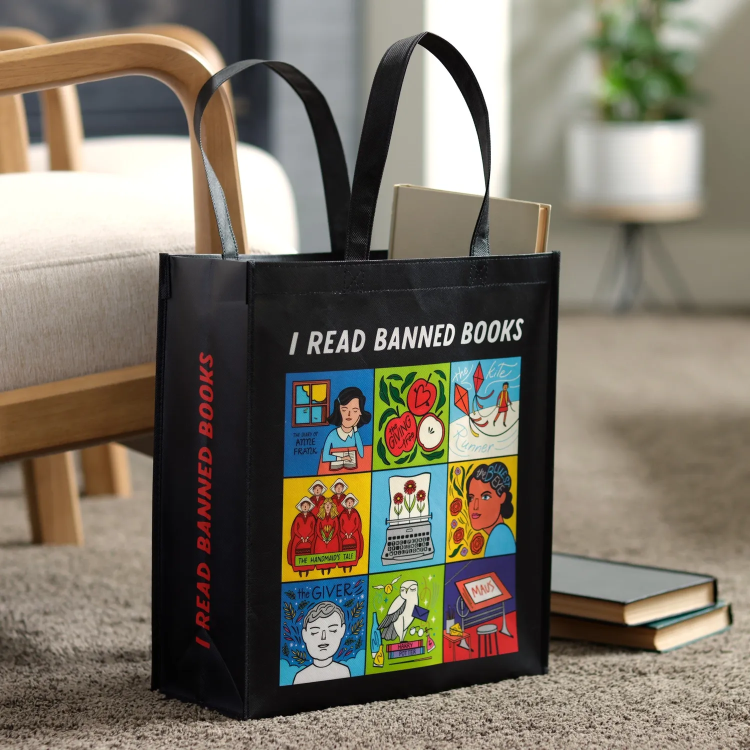 Mudpuppy I Read Banned Books sacoșă reutilizabilă cărți