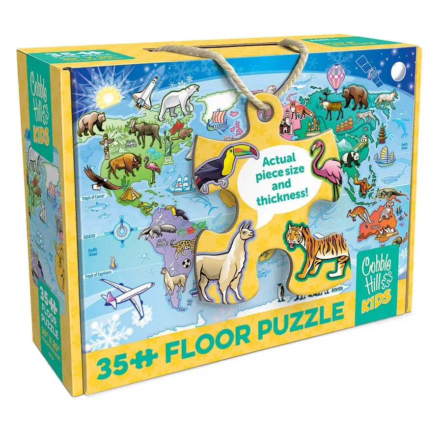 Cobble Hill Map of the World puzzle podea 35 piese