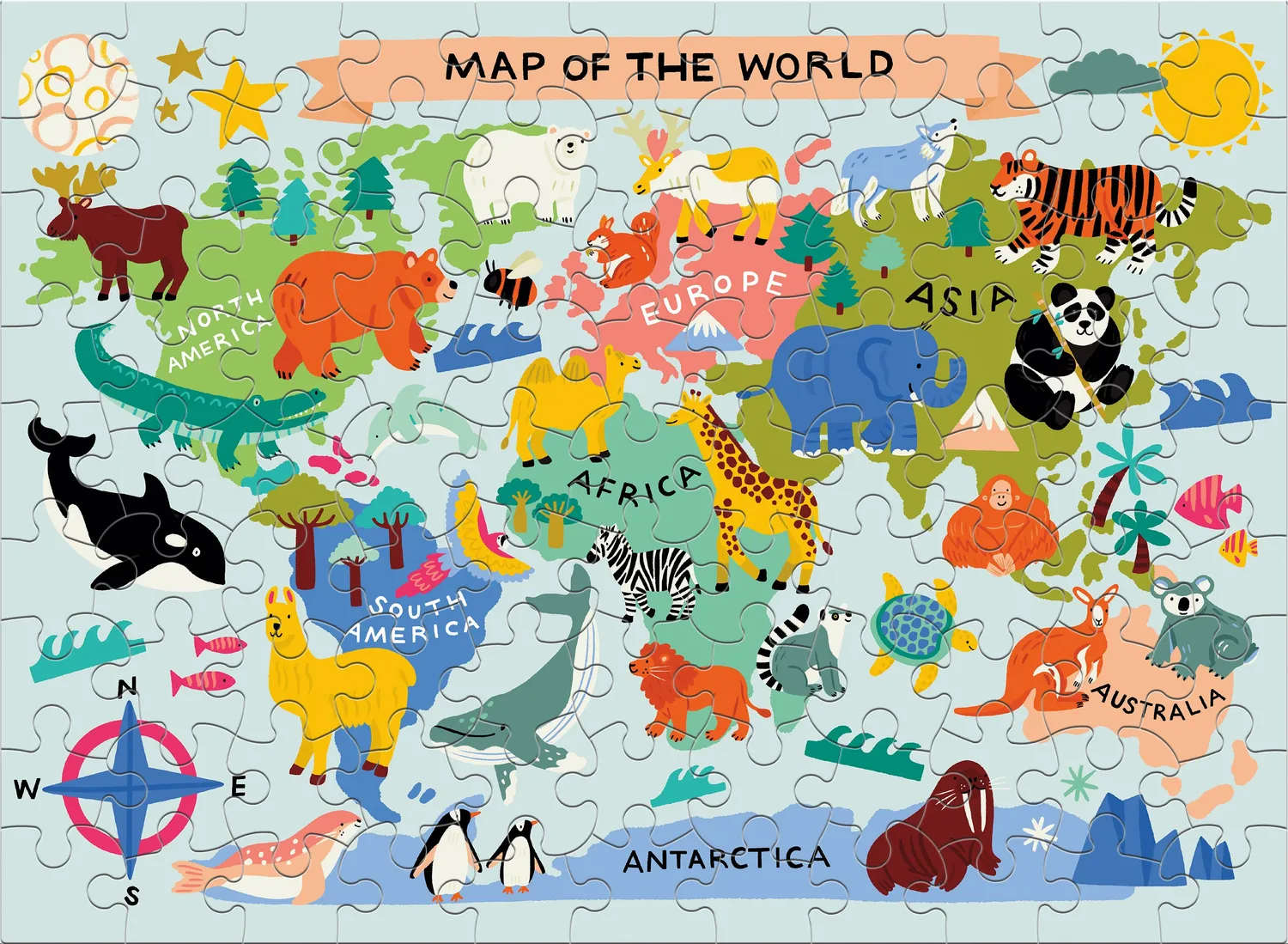 Ceaco Animal Map puzzle 100 piese harta lumii
