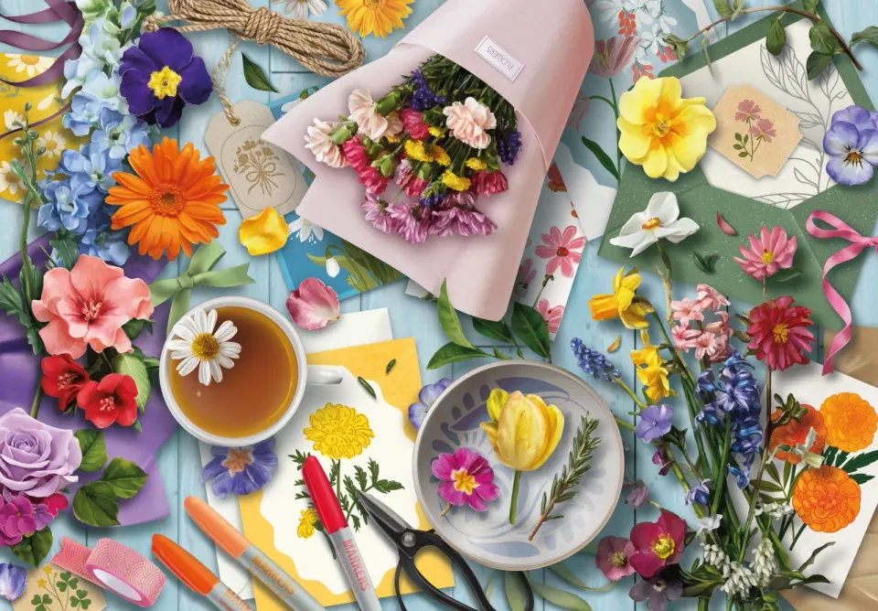 Mosaic Puzzles Bouquet Table puzzle lemn 1000 piese flori
