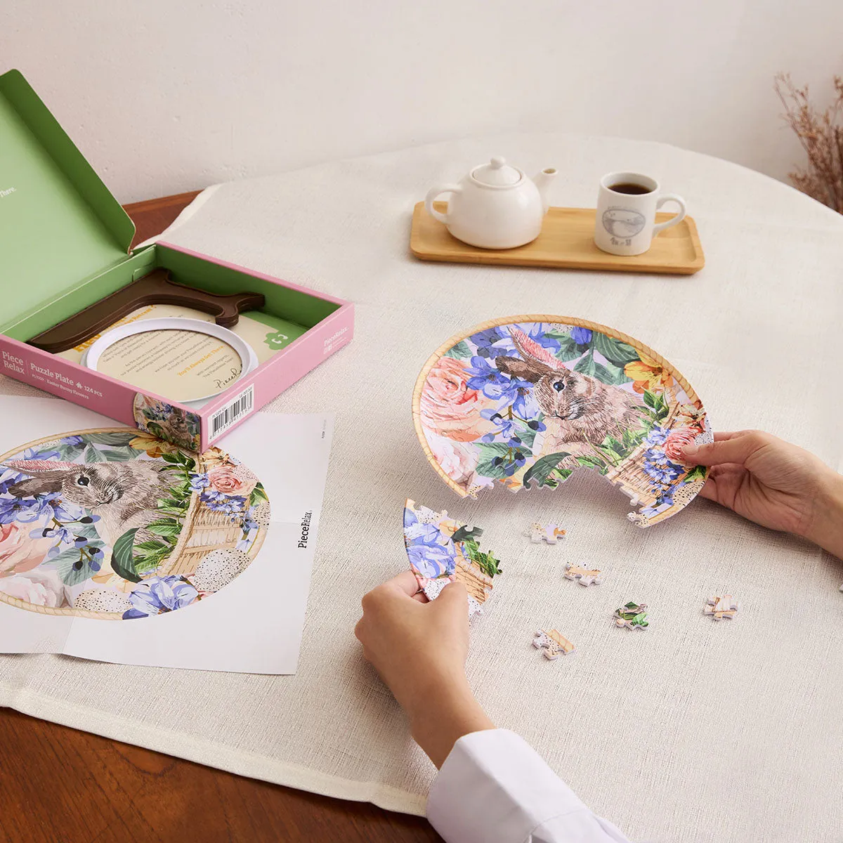 PieceRelax Puzzle Plate Easter Bunny Flowers PL1009 farfurie 3D Pasti