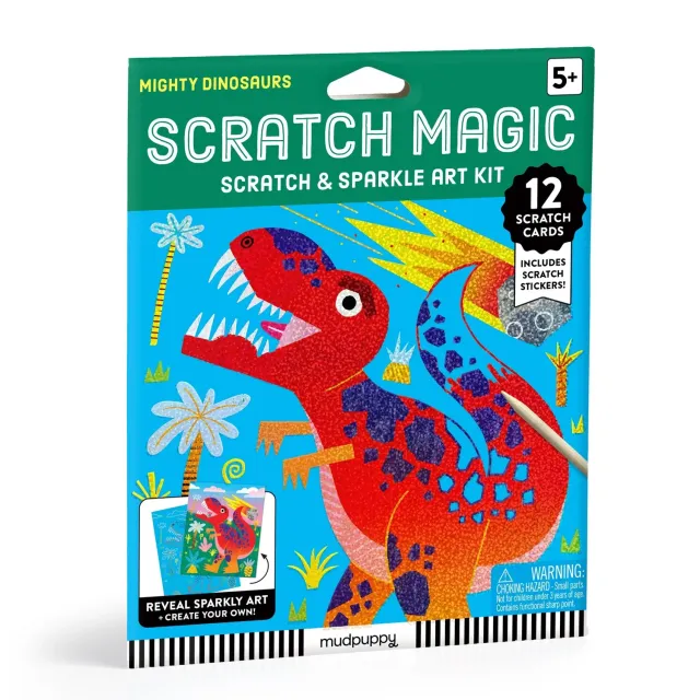 Mudpuppy Mighty Dinosaurs Scratch Magic kit razuibil dinozauri