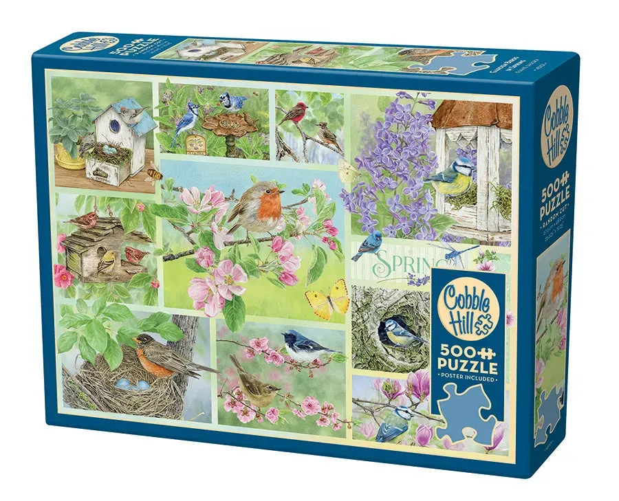 Cobble Hill Garden Birds in Spring puzzle 500 piese cu păsări