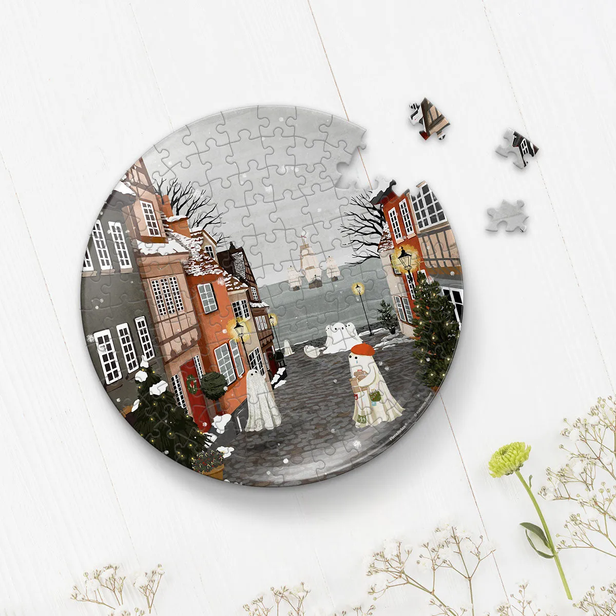 PieceRelax PL1023 puzzle farfurie Harbor's First Snow iarna
