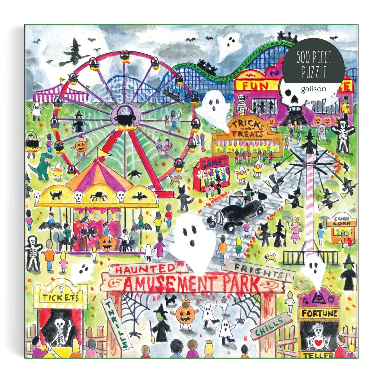 Mudpuppy Michael Storrings Haunted Amusement Park puzzle 500 piese Halloween