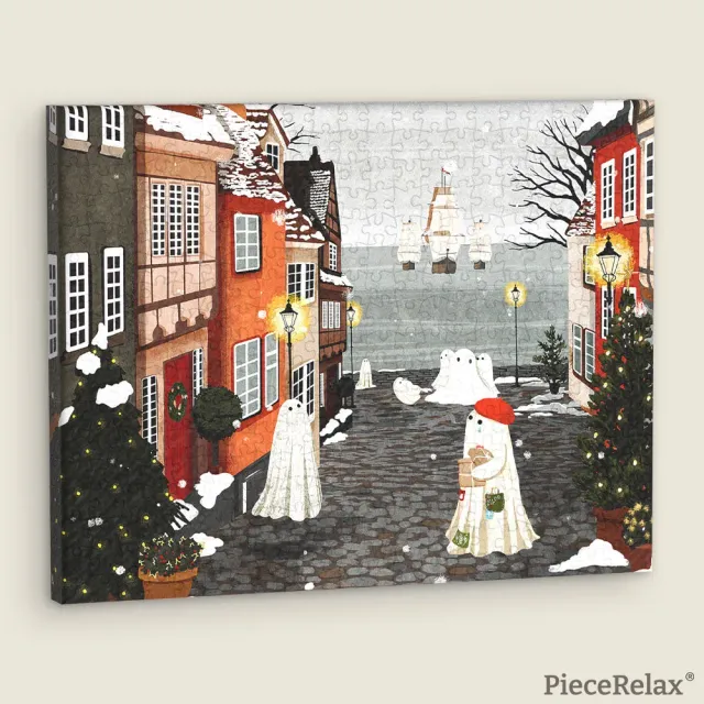 PieceRelax Harbor's First Snow HN1475 canvas puzzle iarnă