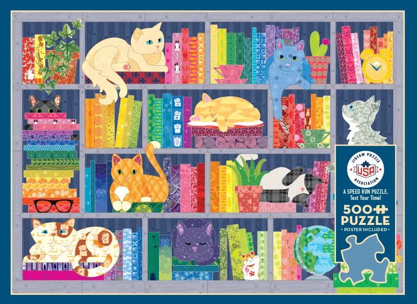 Cobble Hill Rainbow Cats puzzle 500 piese pisici