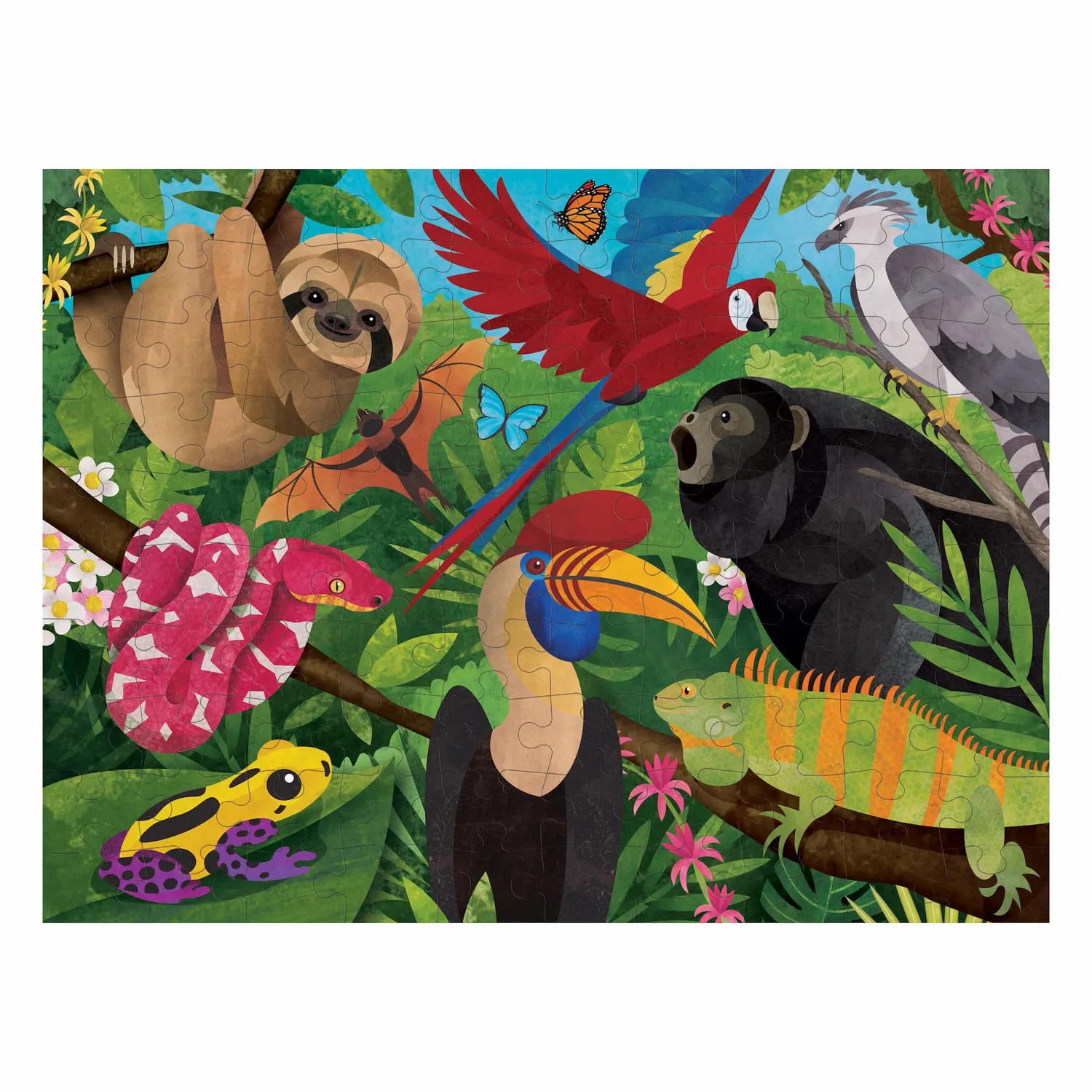 Mudpuppy Rainforest Above Below puzzle 100 piese față-verso