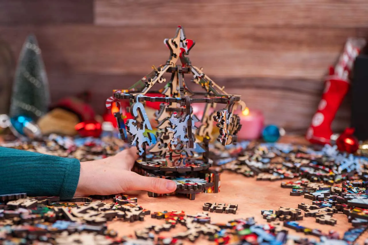 Mosaic Heritage Carousel Candy Cane puzzle lemn 1000 piese 3D