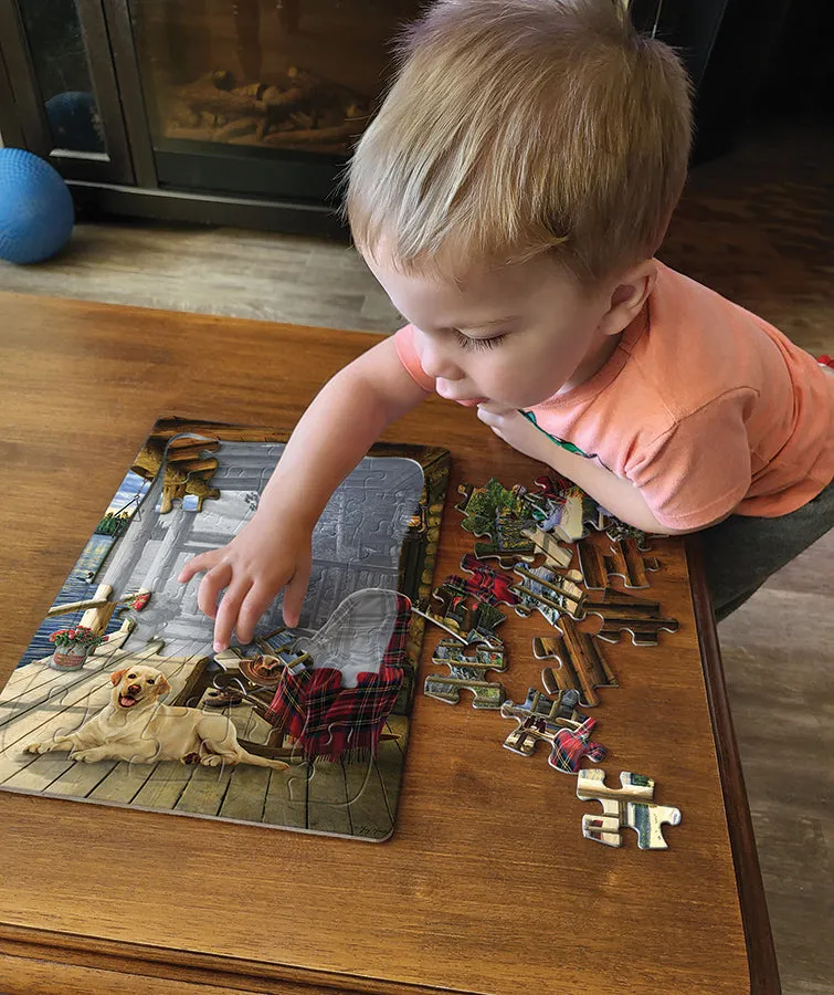 Cobble Hill Lake Cabin Labrador puzzle tavă 35 piese