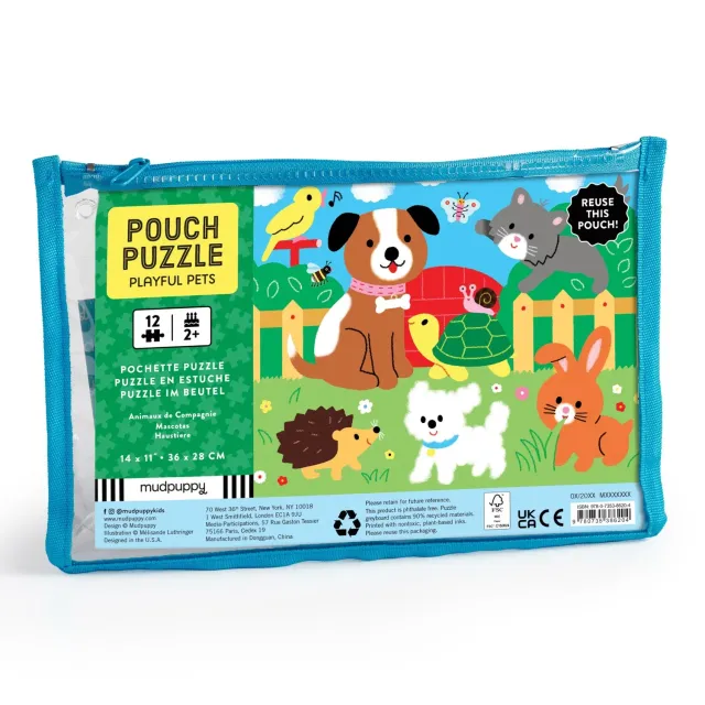 Mudpuppy Playful Pets puzzle 12 piese husa