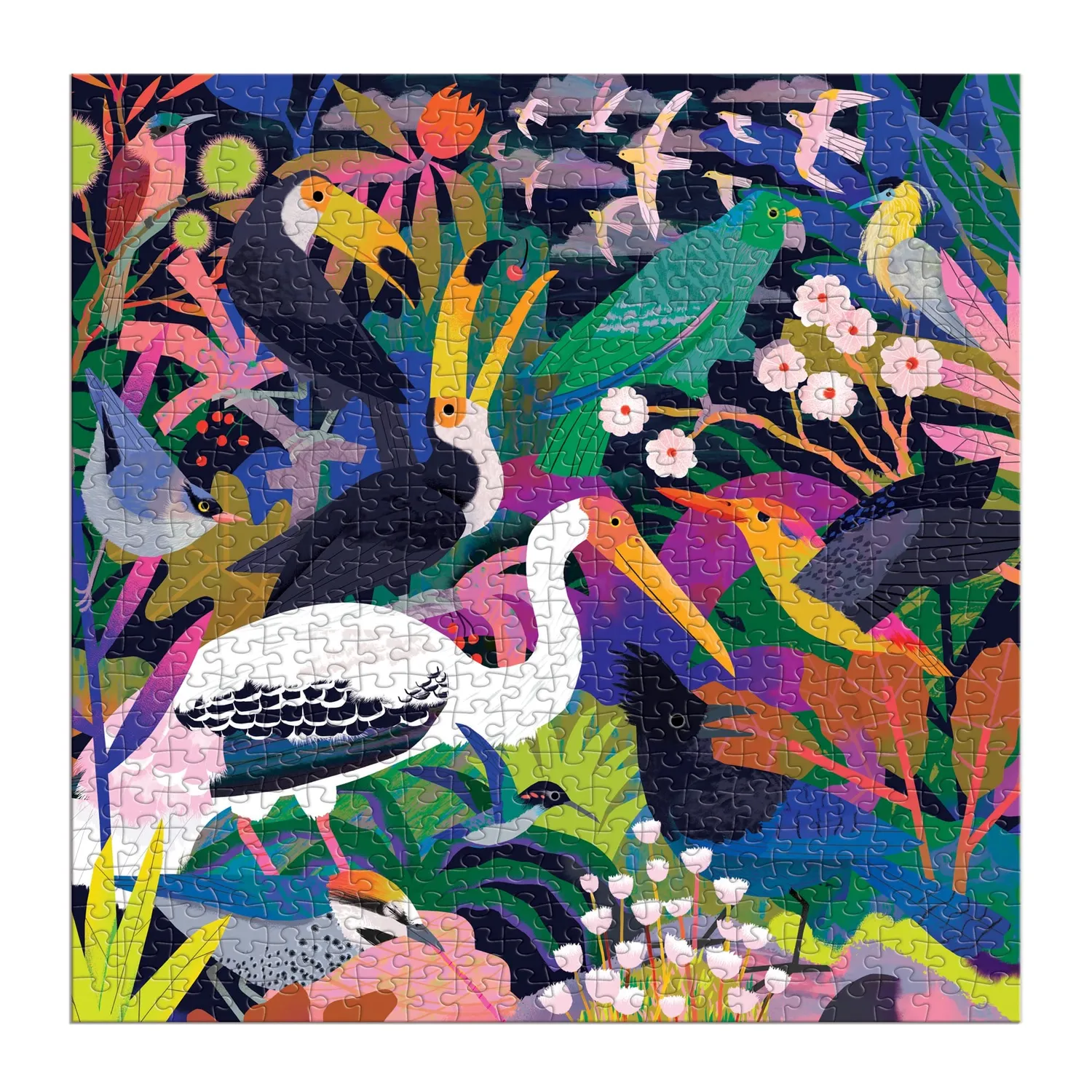 Mudpuppy Birds Illuminated puzzle 500 piese fosforescent