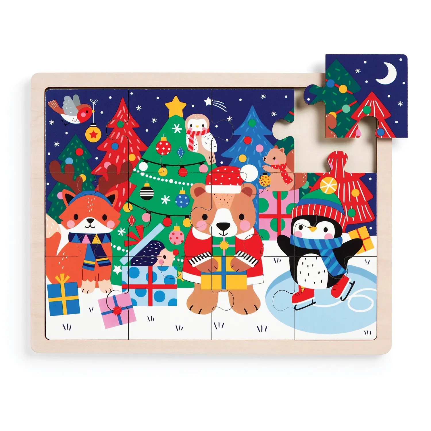 Mudpuppy Festive Friends puzzle lemn 12 piese 29x28 cm
