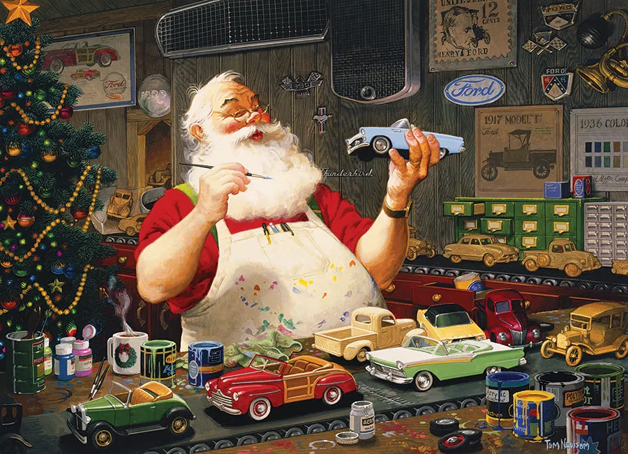 Cobble Hill Santa Painting Cars puzzle 1000 piese Crăciun