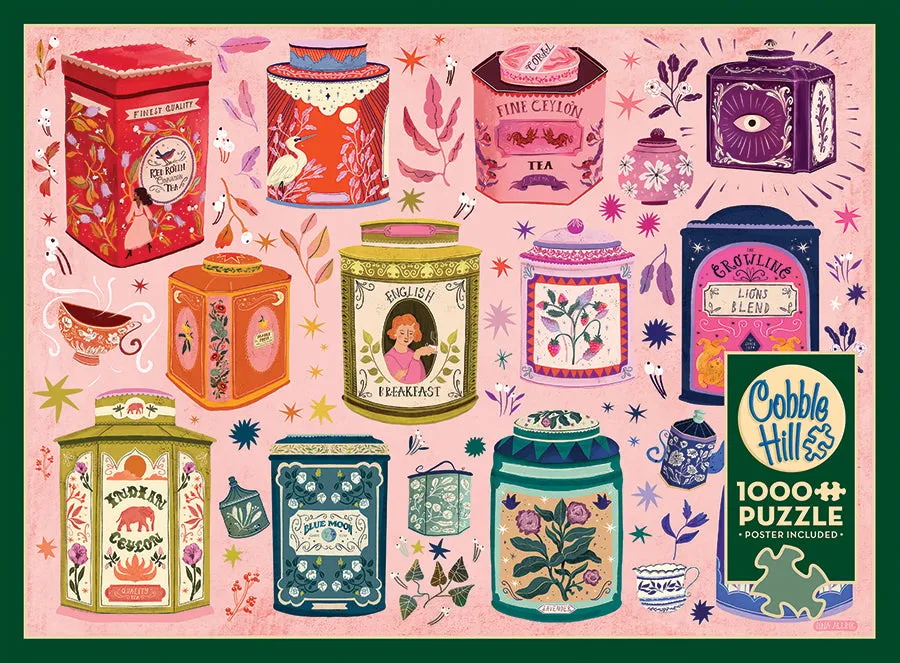 Cobble Hill Tea Tin Treasures puzzle 1000 piese colaj vintage