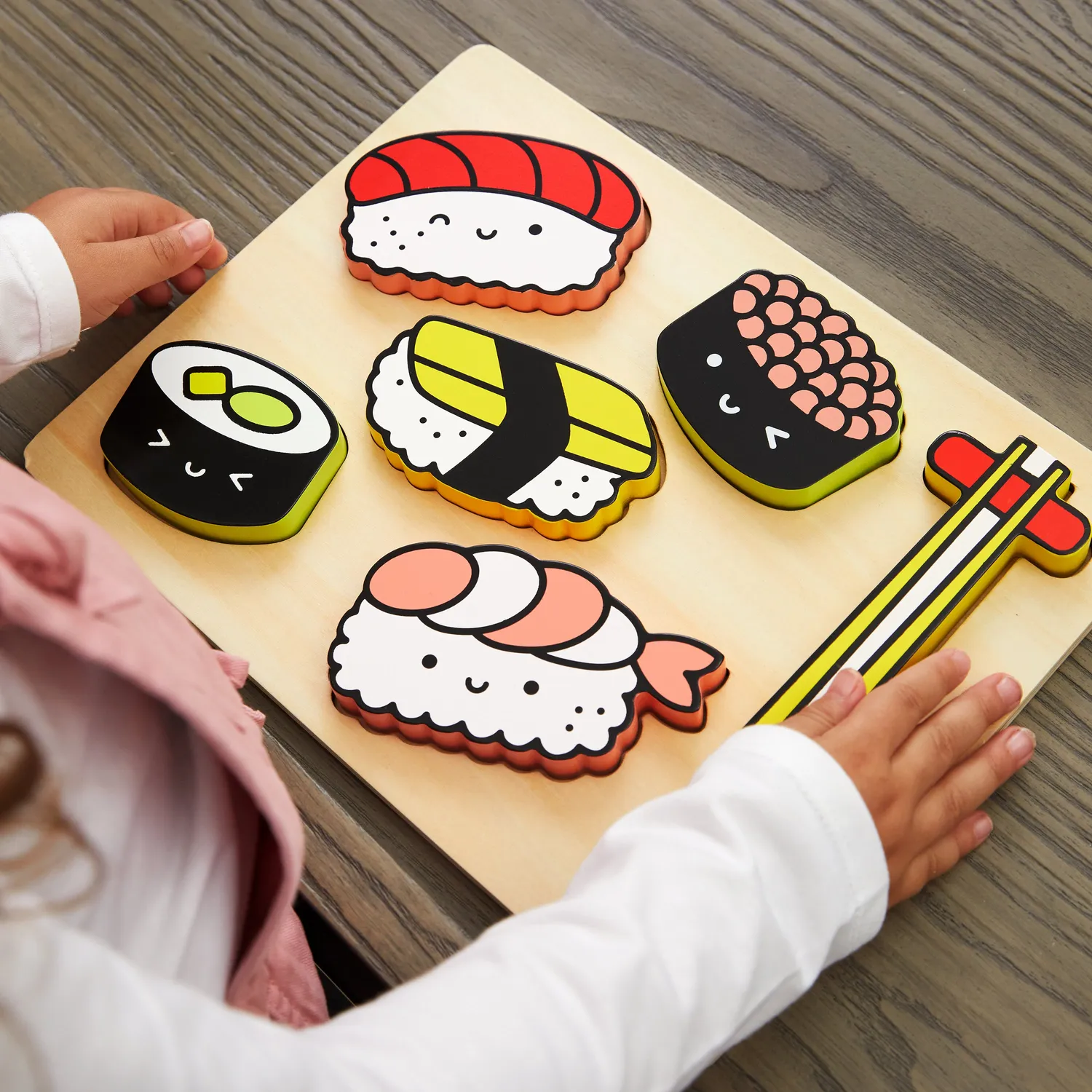 Mudpuppy Sushi Friends puzzle lemn 8 piese tava