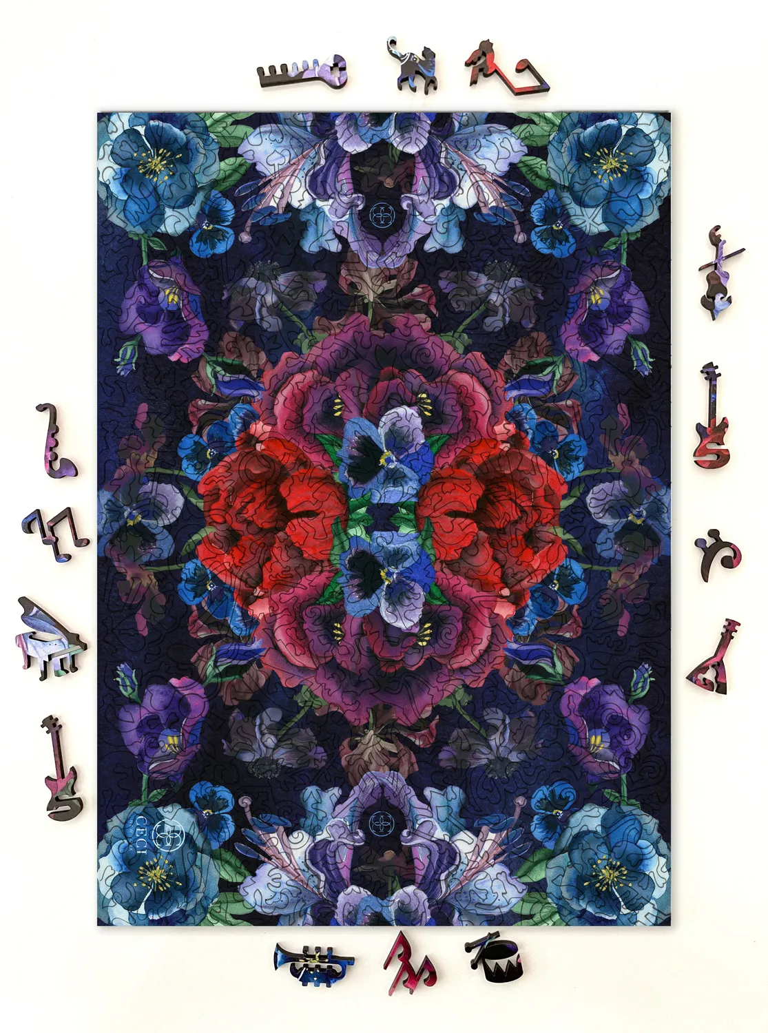 Mosaic Puzzles Violet Kaleidoscope by Ceci puzzle lemn 500 piese flori