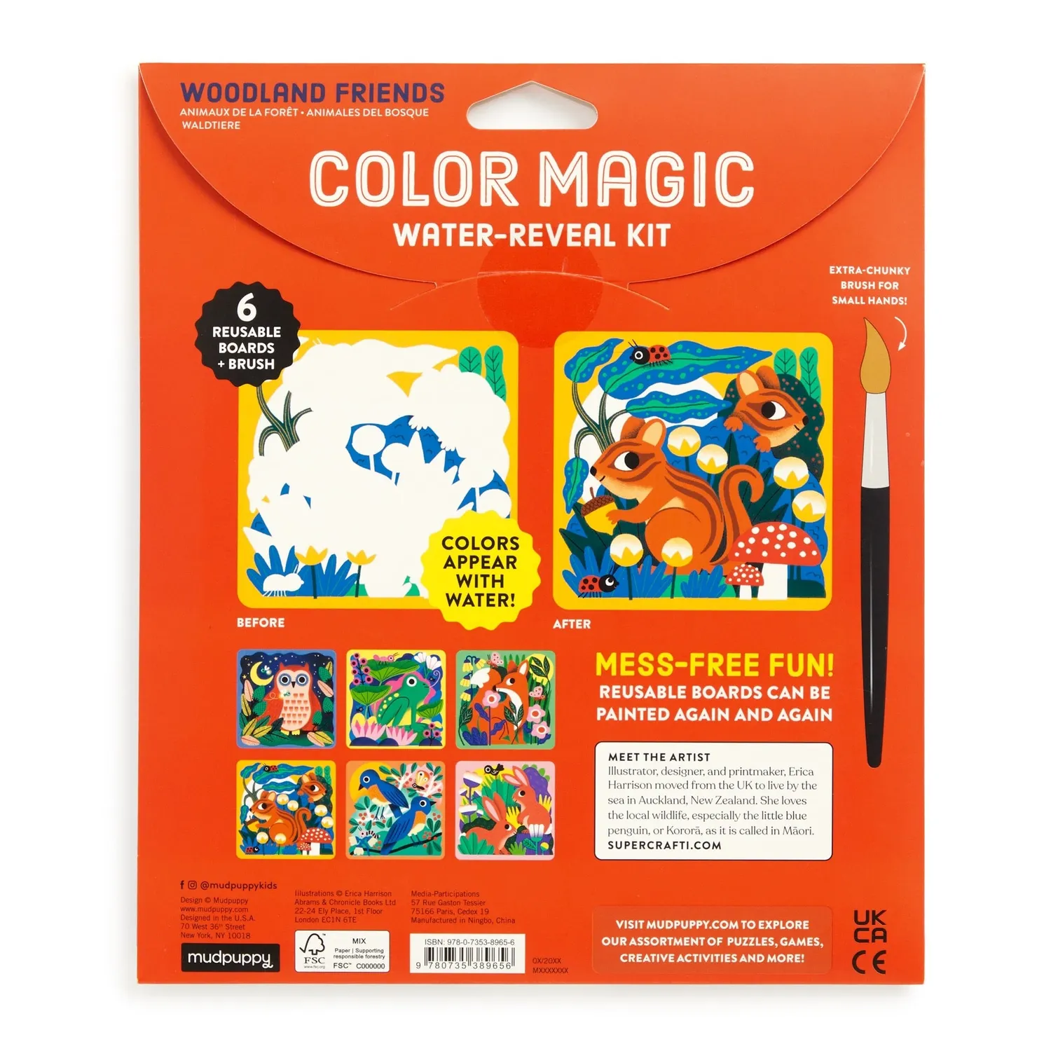 Mudpuppy Woodland Friends Kit pictură cu apă 6 planșe