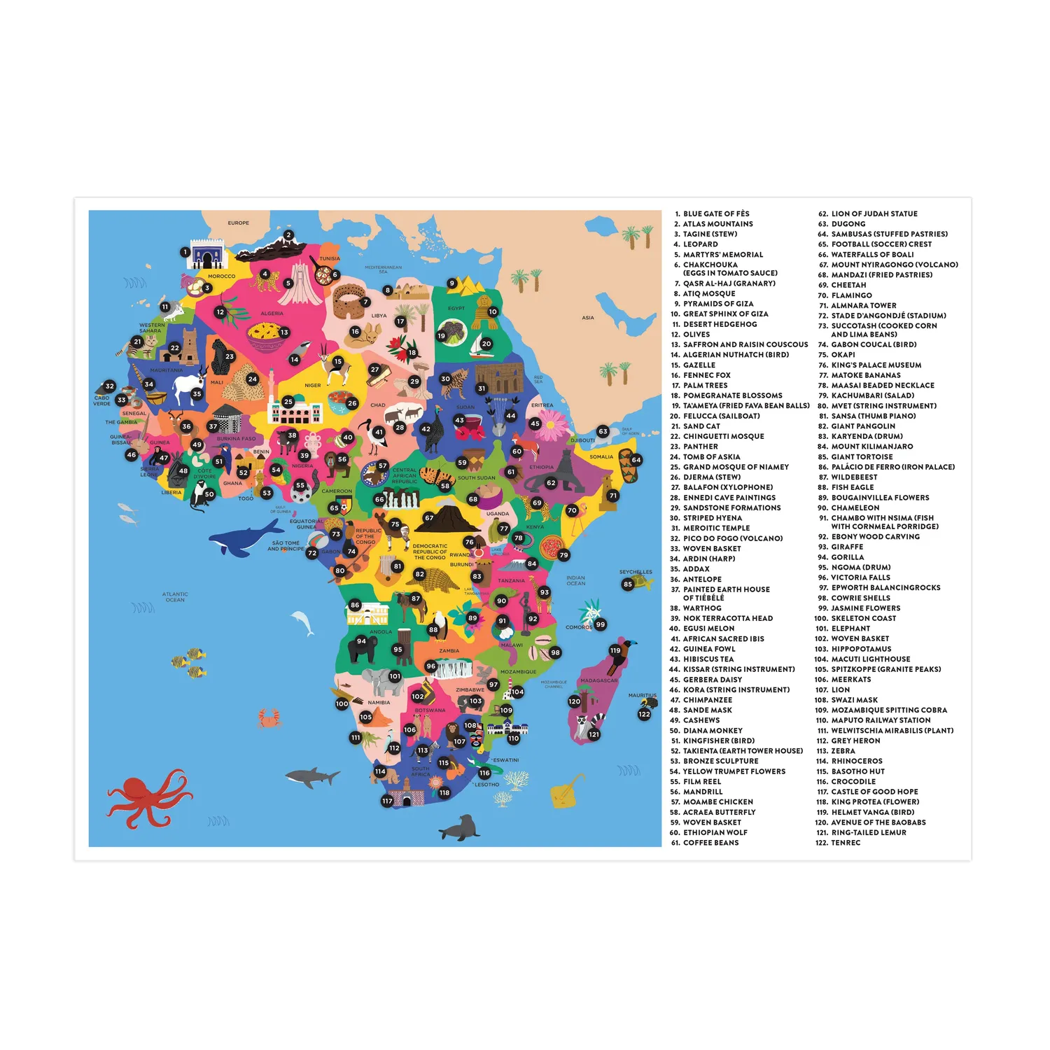 Mudpuppy Map of Africa puzzle geografie 70 piese tari