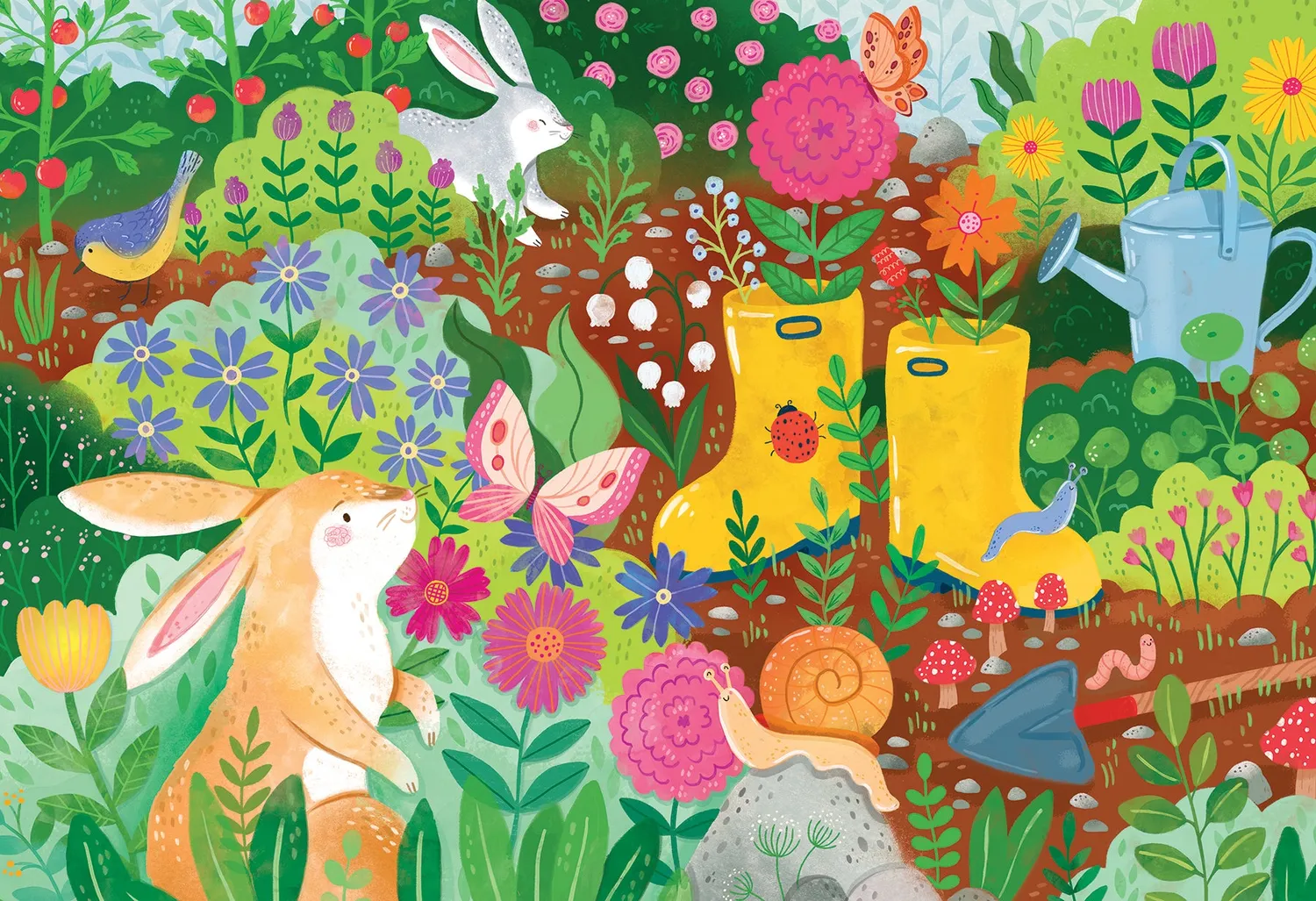 Cobble Hill Rabbit Garden puzzle 100 piese iepuri