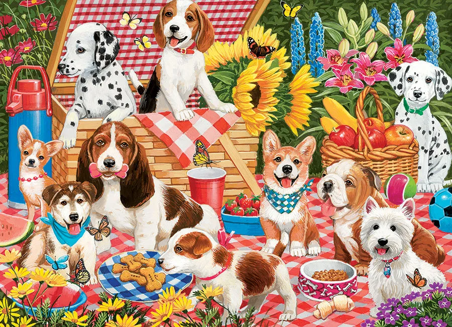 Cobble Hill Picnic Party puzzle 350 piese cu catei