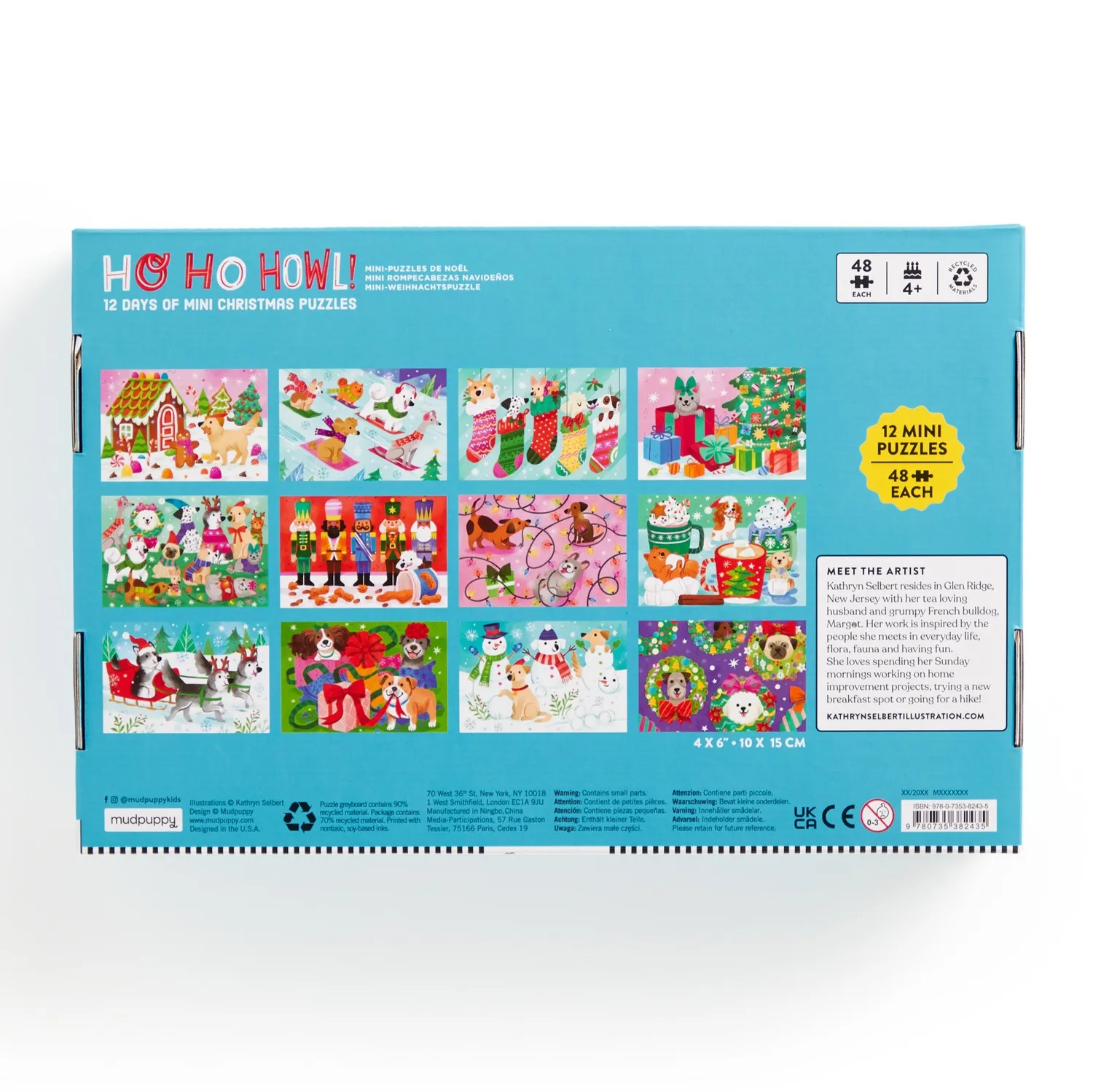 Mudpuppy Ho Ho Howl! Set calendar 12 puzzle 48 piese