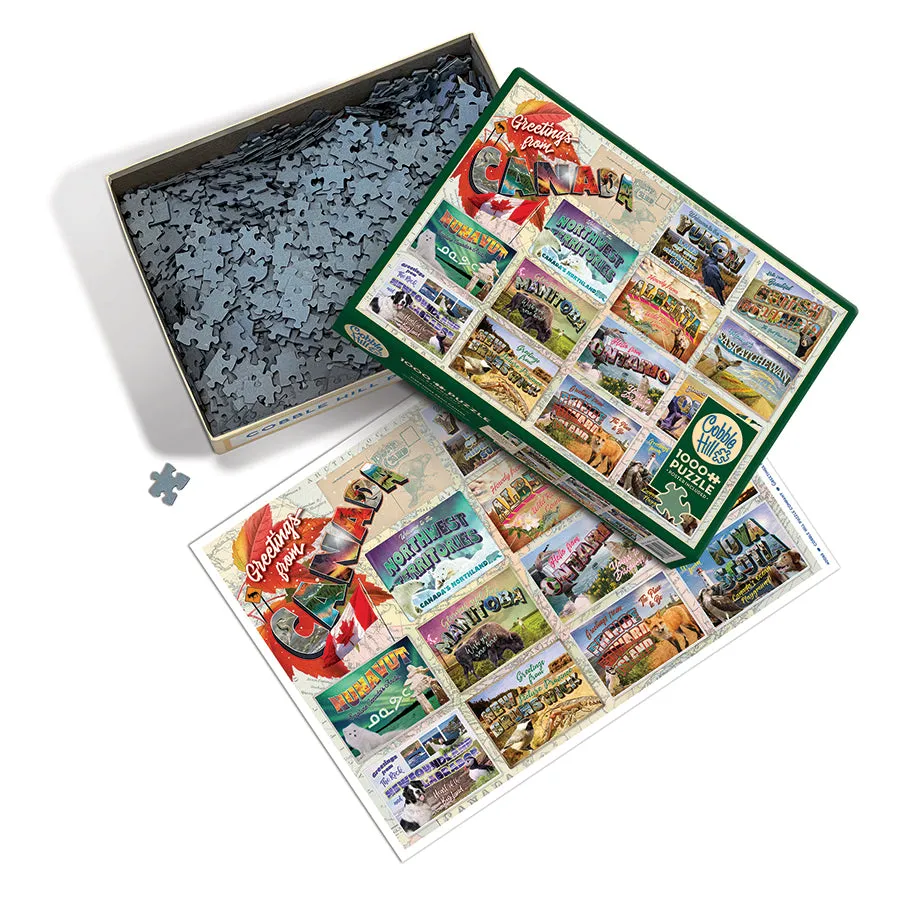 Cobble Hill Greetings from Canada puzzle 1000 piese postcards