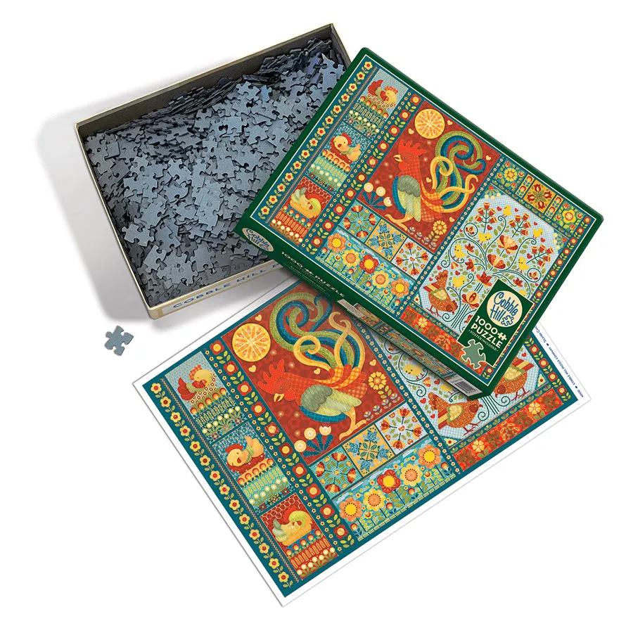 Cobble Hill Scandi Chicken Quilt puzzle 1000 piese gaini
