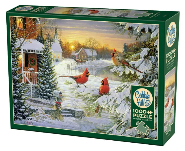 Cobble Hill Sunset Cardinals puzzle 1000 piese iarnă
