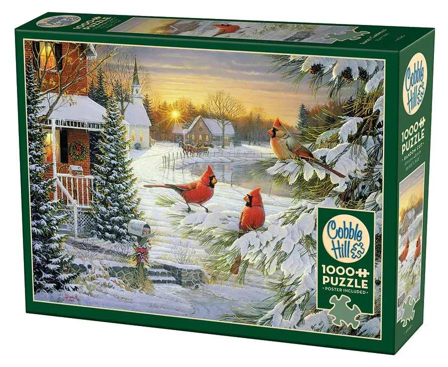 Cobble Hill Sunset Cardinals puzzle 1000 piese iarnă