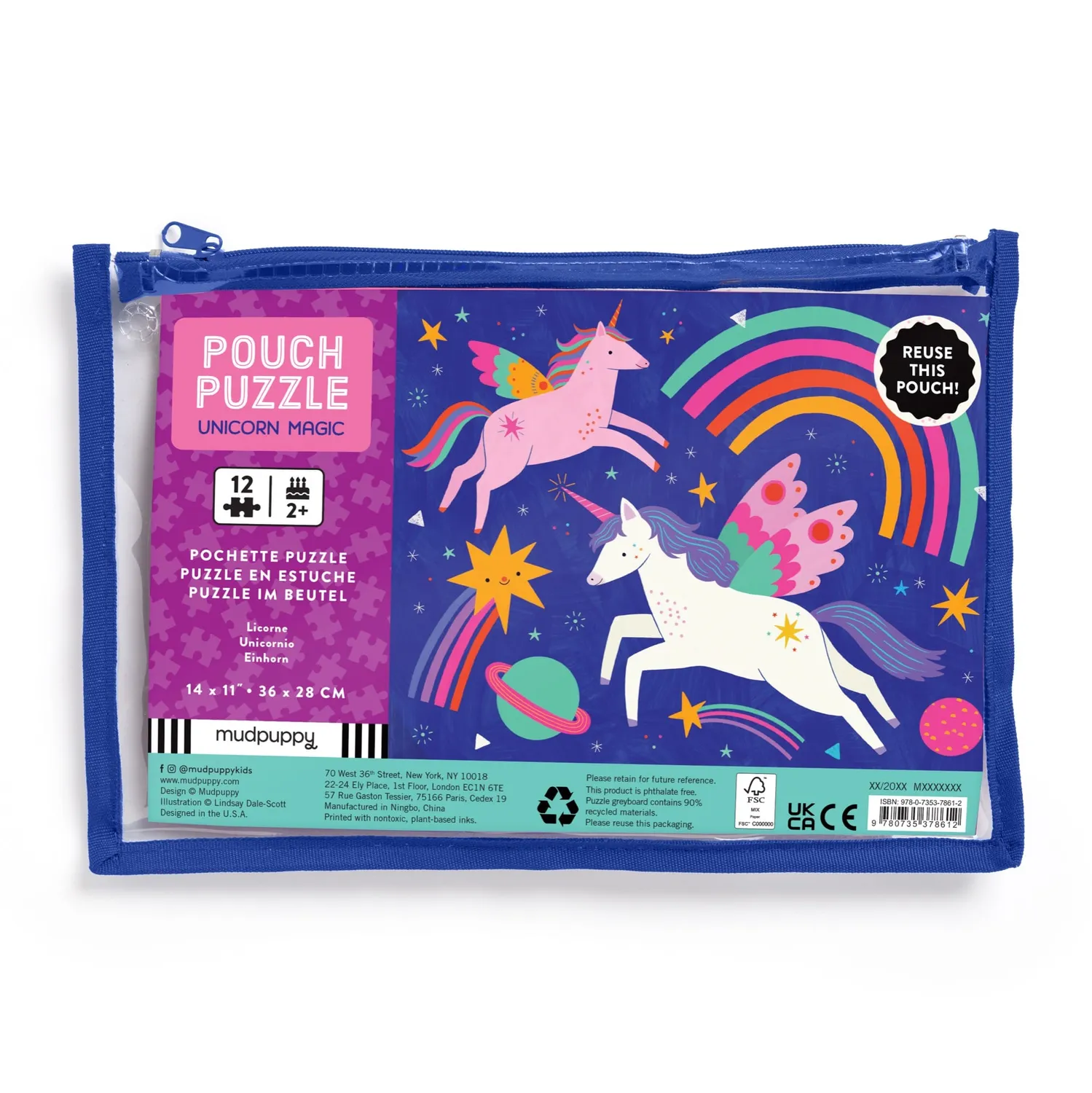 Mudpuppy Unicorn Magic puzzle 12 piese in husa