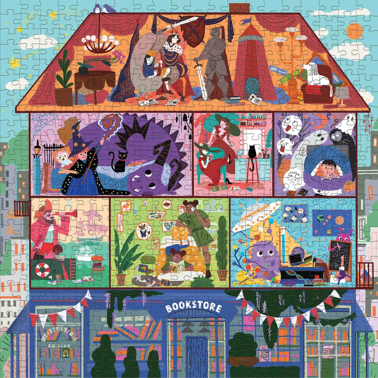 Mudpuppy Magic of Stories puzzle 500 piese librarie