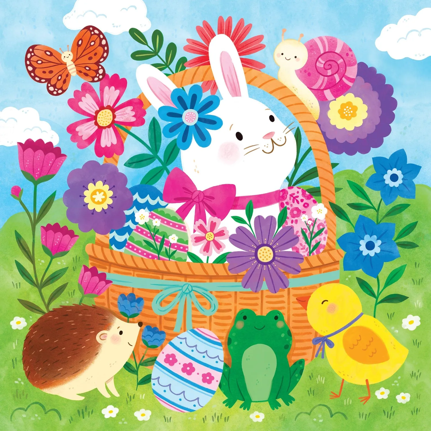 Mudpuppy Bunny Basket puzzle podea 25 piese iepurași