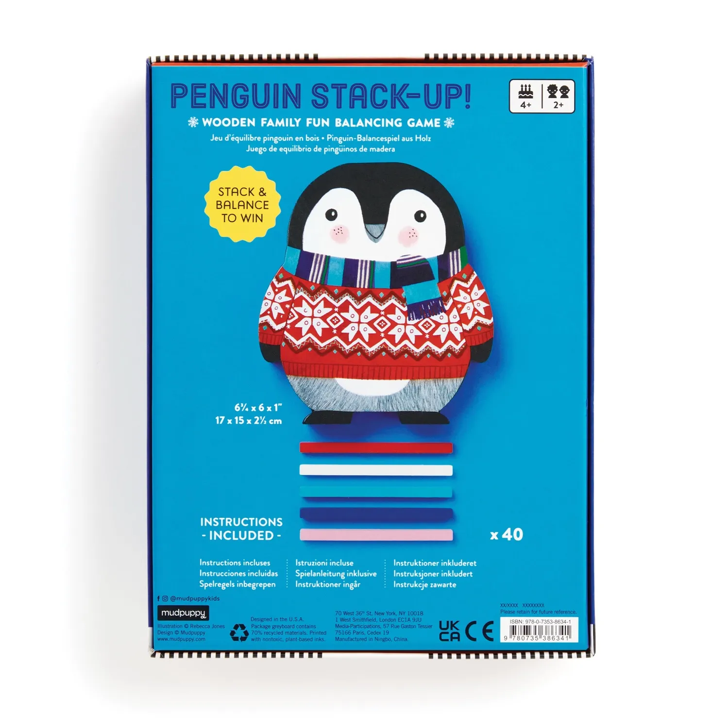 Mudpuppy Penguin Stack-up joc echilibru 40 piese