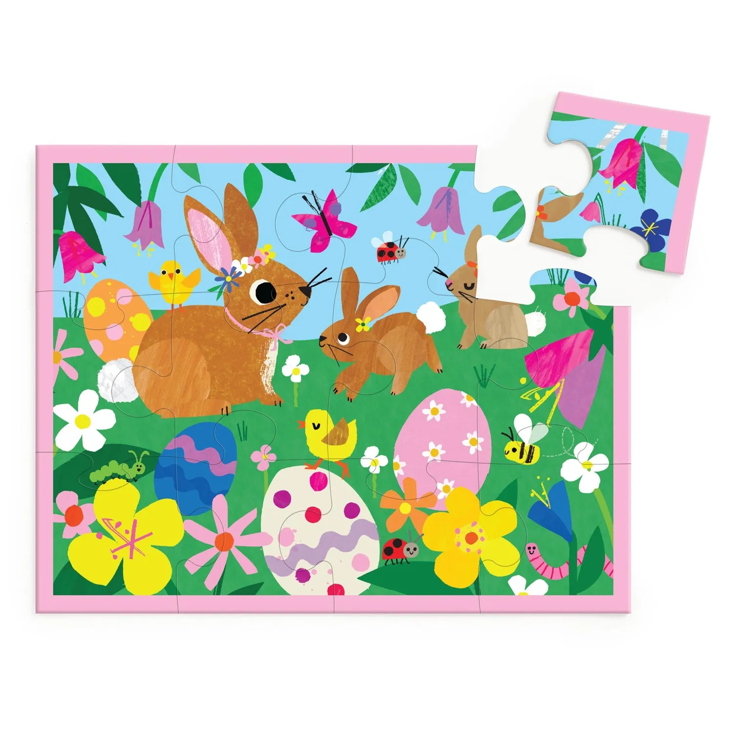 Mudpuppy Spring Bunnies puzzle husă 12 piese 2+ ani