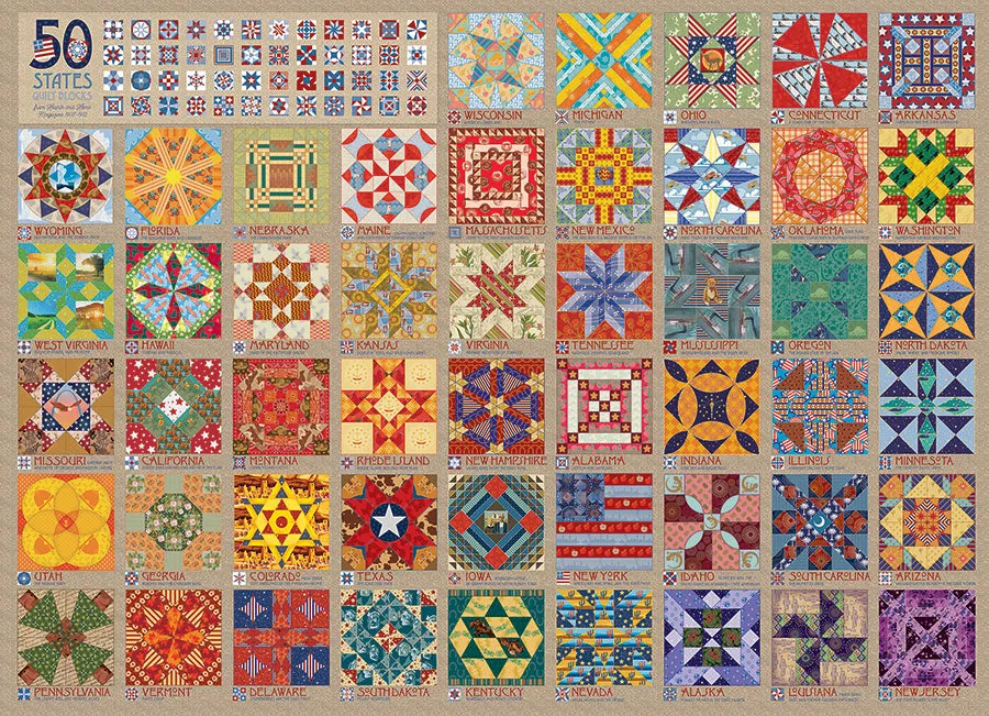 Cobble Hill 50 States Quilt Blocks puzzle 1000 piese SUA